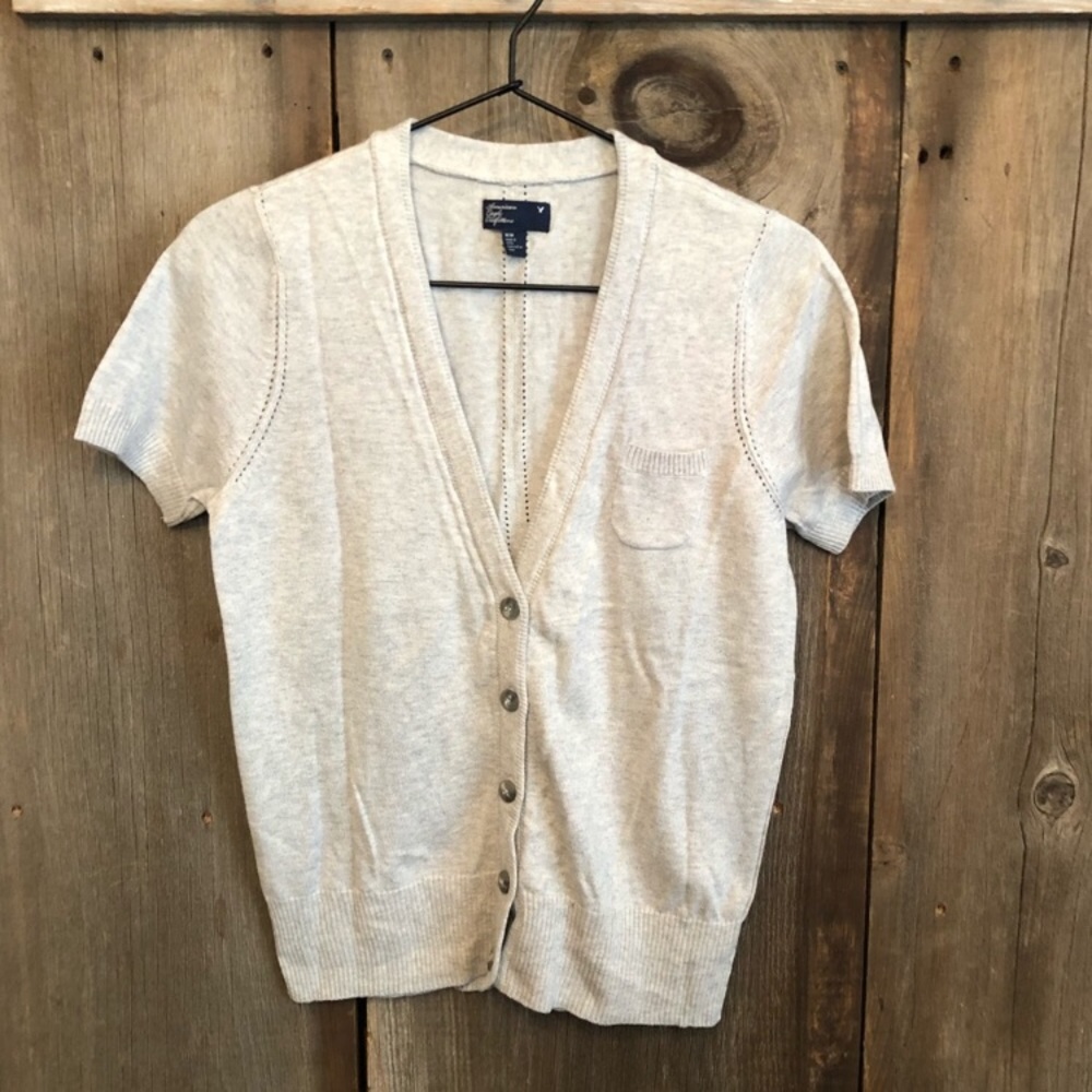 2009 American Eagle Outfitters Heather Gray Cardigan Sweater Short Sleeve Medium